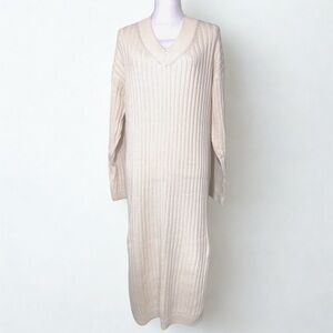 NWT Stitches + Stripes Ribbed V-Neck Maxi Sweater Dress Women Cotton Small Med